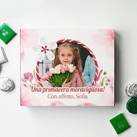 Scatola di cioccolatini personalizzata con foto e messaggio d'amore