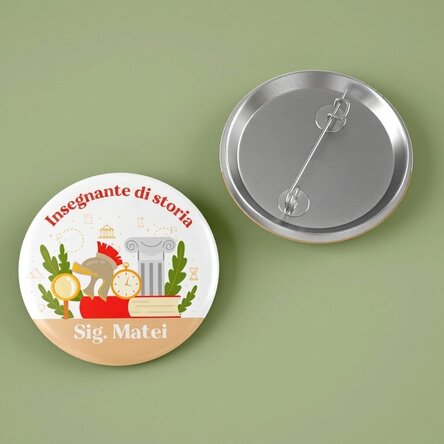 Spilla personalizzata con scritta - Insegnante di storia