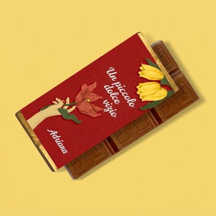Mini tavoletta di cioccolato personalizzata con scritta - Flowers