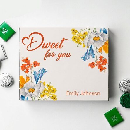 Personalised candy box with text - Spring flowers