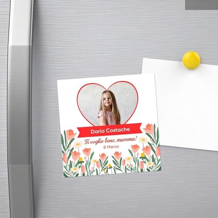 Magnete 10x10 personalizzato con una foto e un testo - 8 marzo