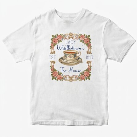 Maglietta in cotone personalizzata con scritta - Tea House