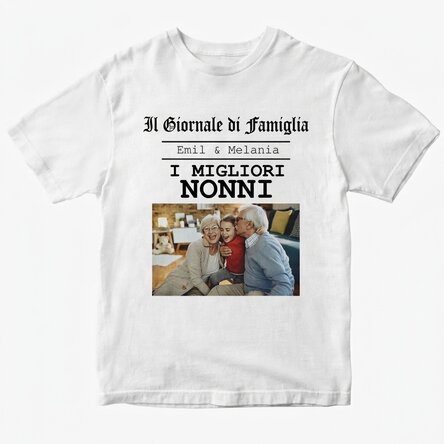 Maglietta in cotone personalizzata con foto e testo - I nonni migliori