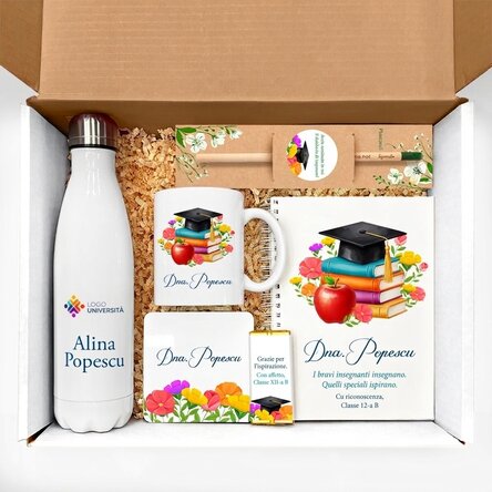 Set regalo per insegnanti personalizzato con messaggio e logo