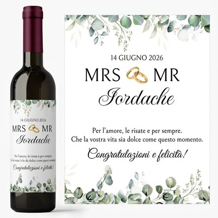 Vino personalizzato con messaggio - Mrs & Mr