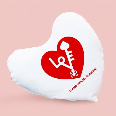 Cuscino personalizzato a forma di cuore - #love