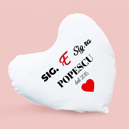 Cuscino personalizzato a forma di cuore - Mr & Mrs
