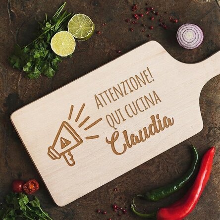 Tagliere personalizzato - Attenzione, qui si cucina...