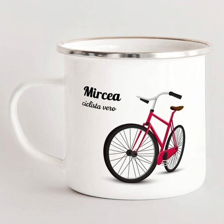 Tazza in metallo smaltato personalizzata - vero ciclista