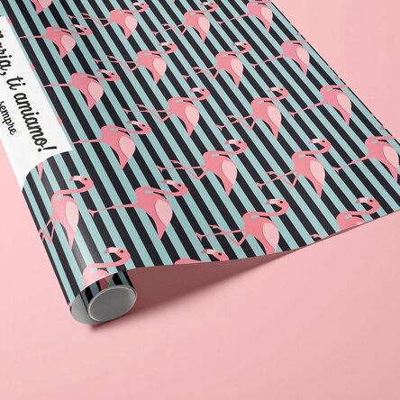 Carta da regalo personalizzata - modello fenicottero, con testo incorniciato