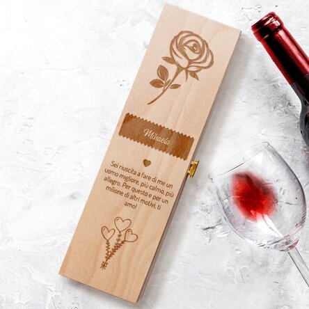 Scatola di vino personalizzata - La rosa dell'amore