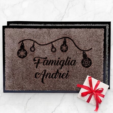 Tappetino d'ingresso personalizzato per interni - Palline di Natale