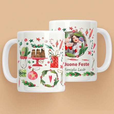 Tazza personalizzata con foto e testo - modello natalizio