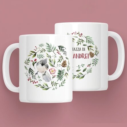 Tazza personalizzata con uccellino per lei - modello natalizio