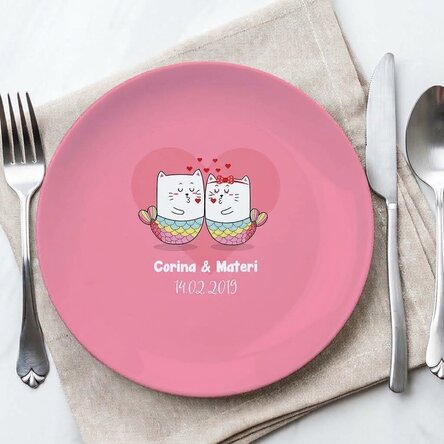 Piatto personalizzato con scritta - Love cats