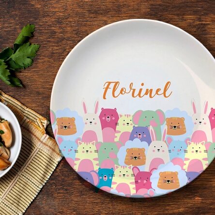 Piatto personalizzato con scritta - Animalietti