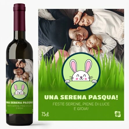 Vino personalizzato con testo e foto - Buona Pasqua!