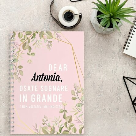 Taccuino personalizzato con motivi floreali "Dear Antonia"