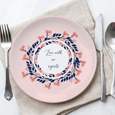 Piatto personalizzato con scritta - "Live with no regrets"