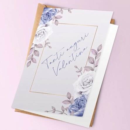 Biglietto di auguri personalizzato - modello con rose