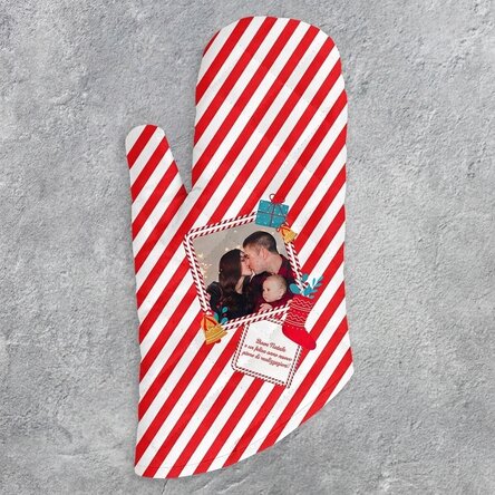 Guanto da cucina personalizzato con foto e testo - Candy Cane