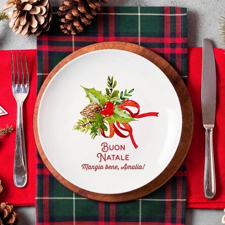 Piatto personalizzato con la scritta "Merry Christmas"