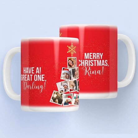Tazza personalizzata con 10 foto e testo - Ricordi di Natale