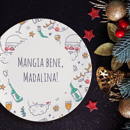 Piatto personalizzato con scritta - Babbo Natale ubriaco