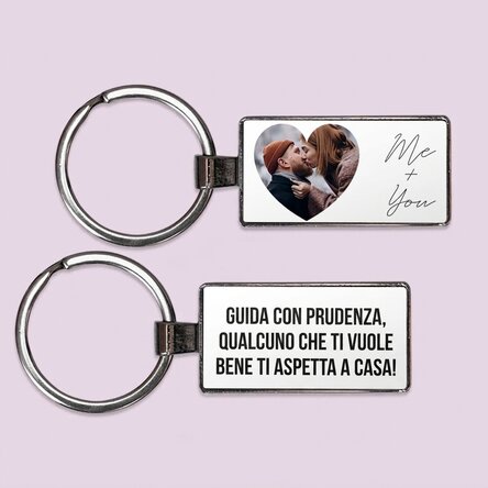 Portachiavi personalizzato con testo e foto - Cuore