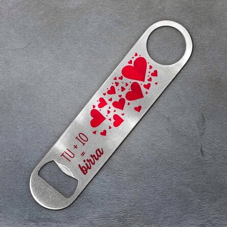 Apribottiglie personalizzato con scritta - You + Me = Beer