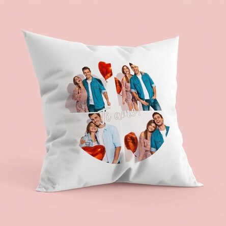Cuscino personalizzato con 4 foto a forma di cerchio