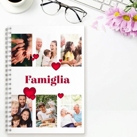 Taccuino personalizzato con 6 foto e testo - Family