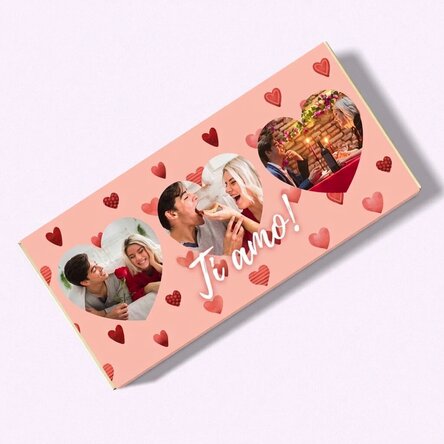Cioccolato personalizzato con 3 foto - Ti amo!