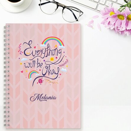 Quaderno personalizzato con la scritta "Everything will be okay"