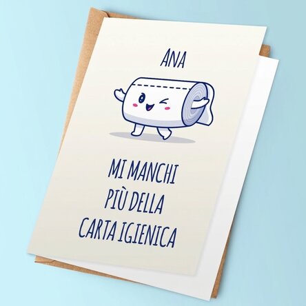 Biglietto di auguri personalizzato con testo - Carta igienica