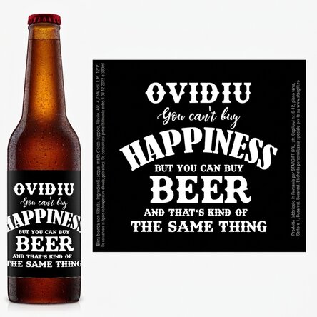 Birra personalizzata con scritta - Beer is Happiness