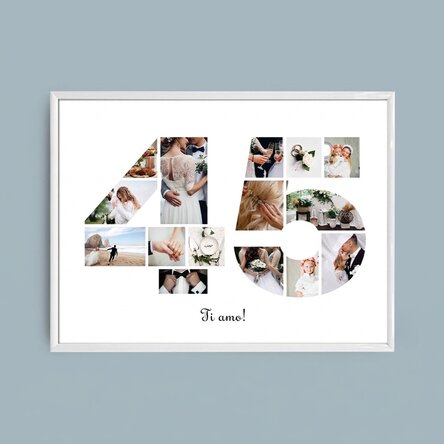 Quadro paesaggistico personalizzato con 15 foto, modello n. 45 e messaggio di testo