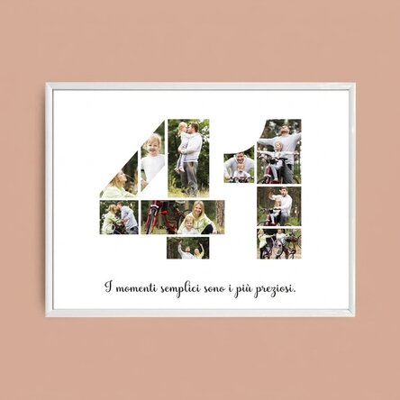 Quadro paesaggistico personalizzato con 10 foto, modello n. 41 e messaggio di testo