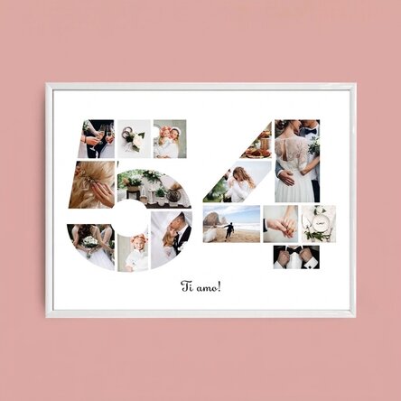 Quadro paesaggistico personalizzato con 15 foto, modello n. 54 e messaggio di testo