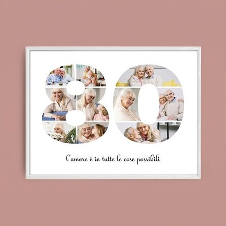 Quadro paesaggistico personalizzato con 10 foto, modello n. 80 e messaggio di testo