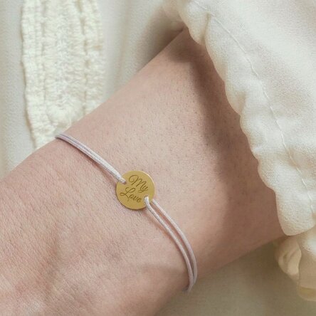 Personalised cord bracelet - 10 mm bead - 14k gold - initial model 2