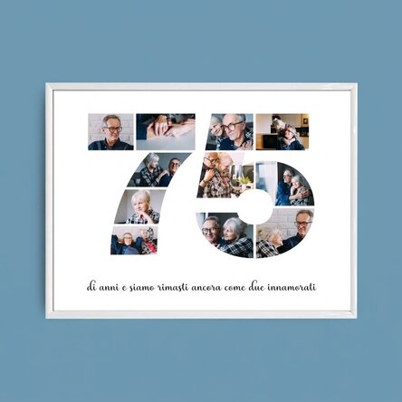 Quadro paesaggistico personalizzato con 11 foto, modello n. 75 e messaggio di testo