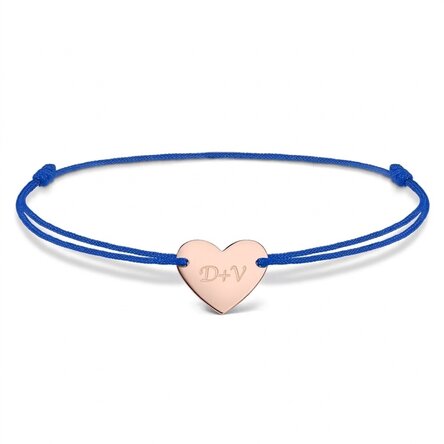 Braccialetto con cordoncino personalizzato - cuore 12x10 mm - argento 925 - Tu e io modello 3