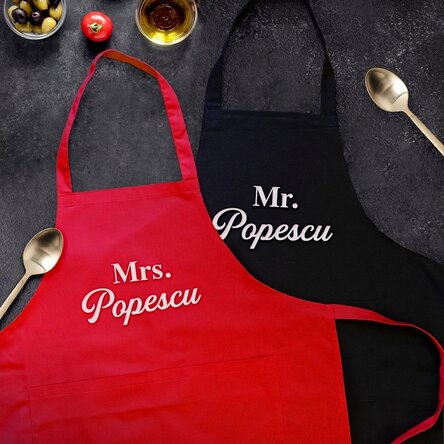 Personalised aprons for couples - Mr and Mrs