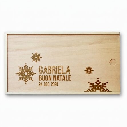 Scatola regalo personalizzata in legno - Fiocchi di neve