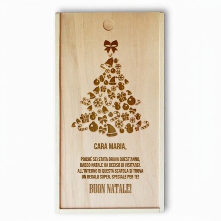 Scatola regalo personalizzata in legno - Albero di Natale