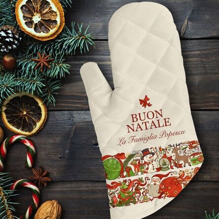 Guanto da cucina personalizzato con scritta - Traditional Christmas