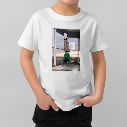 Maglietta in cotone per bambini personalizzata con una foto in formato ritratto