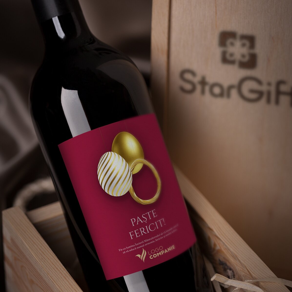 Vino personalizzato con testo e logo - Buona Pasqua!