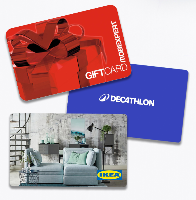 Personalised gift cards (Decathlon, Ikea, Mobexpert)